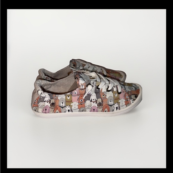 BOBS by Skechers Memory Foam Women’s Size 9.5 Multicolor Dog Pattern Sneakers - Picture 2 of 6